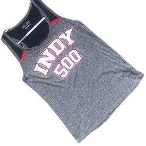 5th & OCEAN Grey Red And Navy Indie 500 Tank Top